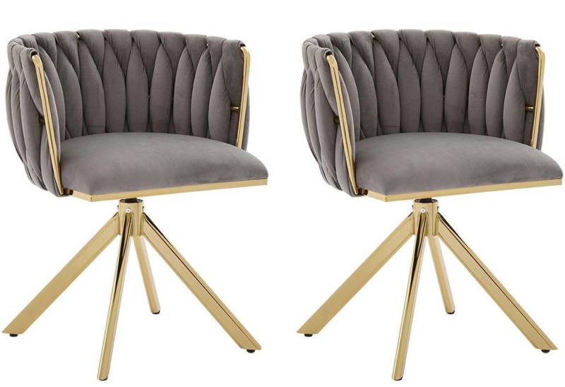 LVHOM Armlehnstuhl Set, 180° drehbar mit runden Rückenlehne, Wohnzimmerstuhl aus Samt (2er-Set, erogonomer Ringrücken, höhenverstellbare Anti-Rutsch-Gleiter, Adaptiver Rutschschutz, Max. Belastbarkeit (150 kg), Atmungsaktiver Velours, Orthopädischer Halt, 2 St), für Homeoffice/Büro/Lounge/Gaming • 4 Trendfarben, 3 Rahmenfarbe von LVHOM