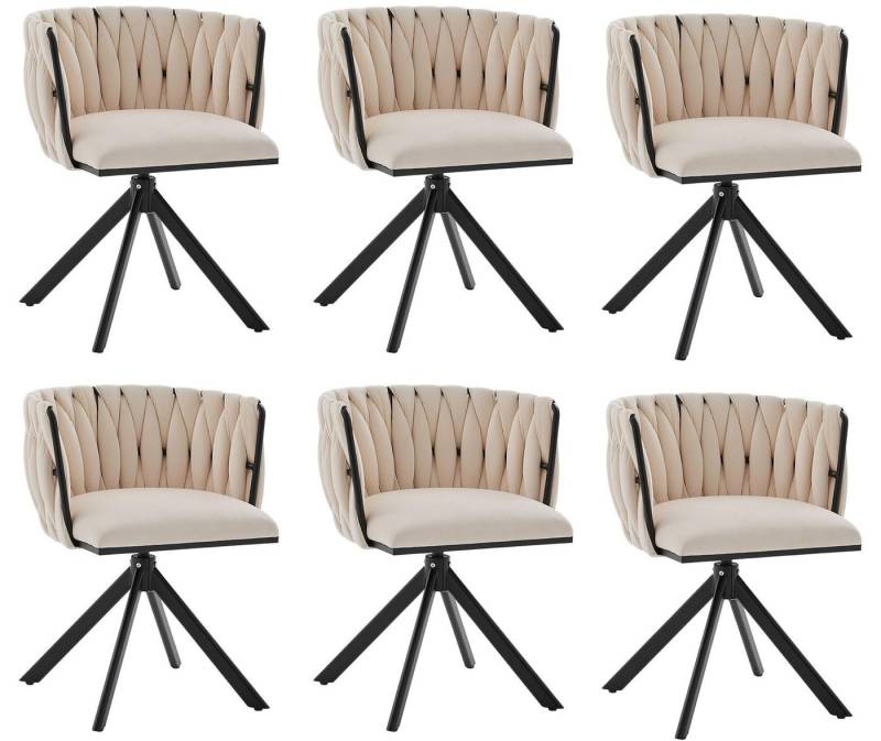 LVHOM Armlehnstuhl Set, 180° drehbar mit runden Rückenlehne, Wohnzimmerstuhl aus Samt (2er-Set, erogonomer Ringrücken, höhenverstellbare Anti-Rutsch-Gleiter, Adaptiver Rutschschutz, Max. Belastbarkeit (150 kg), Atmungsaktiver Velours, Orthopädischer Halt, 6 St), für Homeoffice/Büro/Lounge/Gaming • 4 Trendfarben, 3 Rahmenfarbe von LVHOM