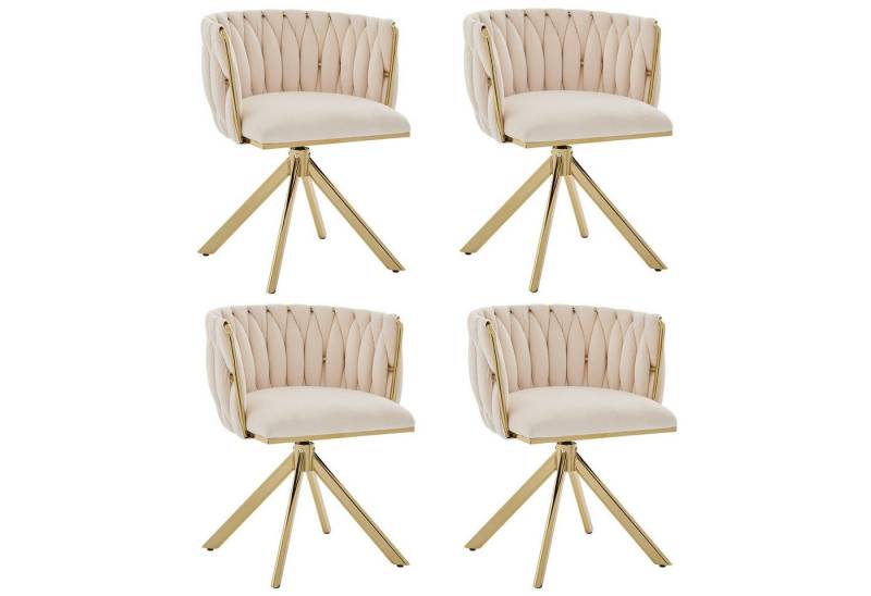 LVHOM Armlehnstuhl Set, 180° drehbar mit runden Rückenlehne, Wohnzimmerstuhl aus Samt (2er-Set, erogonomer Ringrücken, höhenverstellbare Anti-Rutsch-Gleiter, Adaptiver Rutschschutz, Max. Belastbarkeit (150 kg), Atmungsaktiver Velours, Orthopädischer Halt, 4 St), für Homeoffice/Büro/Lounge/Gaming • 4 Trendfarben, 3 Rahmenfarbe von LVHOM