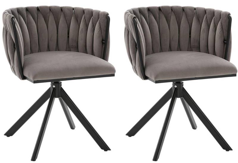 LVHOM Armlehnstuhl Set, 180° drehbar mit runden Rückenlehne, Wohnzimmerstuhl aus Samt (2er-Set, erogonomer Ringrücken, höhenverstellbare Anti-Rutsch-Gleiter, Adaptiver Rutschschutz, Max. Belastbarkeit (150 kg), Atmungsaktiver Velours, Orthopädischer Halt, 2 St), für Homeoffice/Büro/Lounge/Gaming • 4 Trendfarben, 3 Rahmenfarbe von LVHOM