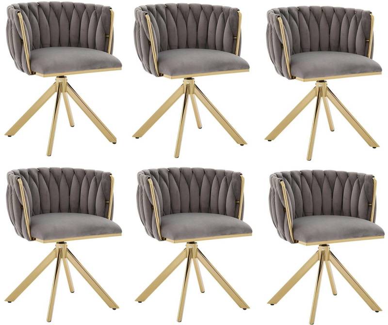 LVHOM Armlehnstuhl Set, 180° drehbar mit runden Rückenlehne, Wohnzimmerstuhl aus Samt (2er-Set, erogonomer Ringrücken, höhenverstellbare Anti-Rutsch-Gleiter, Adaptiver Rutschschutz, Max. Belastbarkeit (150 kg), Atmungsaktiver Velours, Orthopädischer Halt, 6 St), für Homeoffice/Büro/Lounge/Gaming • 4 Trendfarben, 3 Rahmenfarbe von LVHOM