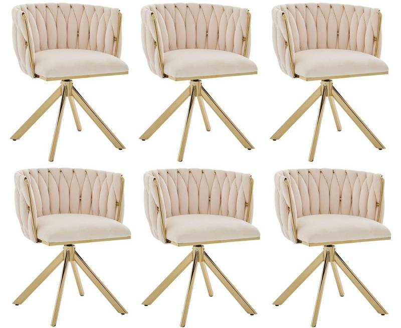 LVHOM Armlehnstuhl Set, 180° drehbar mit runden Rückenlehne, Wohnzimmerstuhl aus Samt (2er-Set, erogonomer Ringrücken, höhenverstellbare Anti-Rutsch-Gleiter, Adaptiver Rutschschutz, Max. Belastbarkeit (150 kg), Atmungsaktiver Velours, Orthopädischer Halt, 6 St), für Homeoffice/Büro/Lounge/Gaming • 4 Trendfarben, 3 Rahmenfarbe von LVHOM