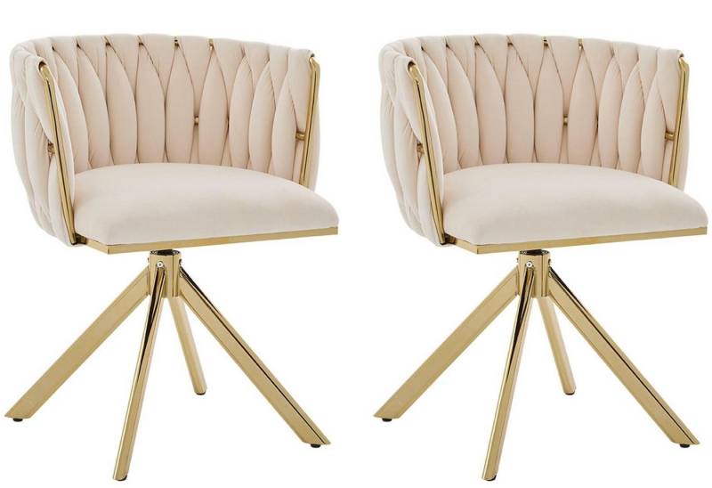 LVHOM Armlehnstuhl Set, 180° drehbar mit runden Rückenlehne, Wohnzimmerstuhl aus Samt (2er-Set, erogonomer Ringrücken, höhenverstellbare Anti-Rutsch-Gleiter, Adaptiver Rutschschutz, Max. Belastbarkeit (150 kg), Atmungsaktiver Velours, Orthopädischer Halt, 2 St), für Homeoffice/Büro/Lounge/Gaming • 4 Trendfarben, 3 Rahmenfarbe von LVHOM