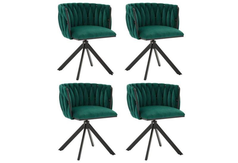 LVHOM Armlehnstuhl Set, 180° drehbar mit runden Rückenlehne, Wohnzimmerstuhl aus Samt (2er-Set, erogonomer Ringrücken, höhenverstellbare Anti-Rutsch-Gleiter, Adaptiver Rutschschutz, Max. Belastbarkeit (150 kg), Atmungsaktiver Velours, Orthopädischer Halt, 4 St), für Homeoffice/Büro/Lounge/Gaming • 4 Trendfarben, 3 Rahmenfarbe von LVHOM