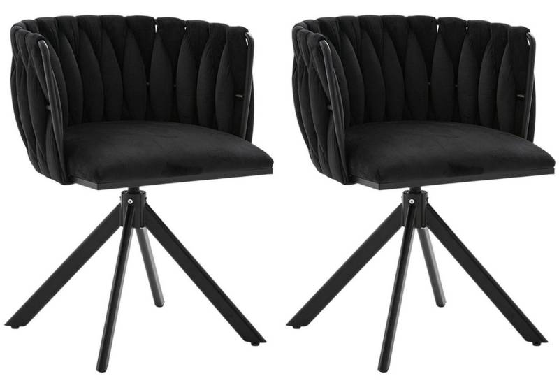 LVHOM Armlehnstuhl Set, 180° drehbar mit runden Rückenlehne, Wohnzimmerstuhl aus Samt (2er-Set, erogonomer Ringrücken, höhenverstellbare Anti-Rutsch-Gleiter, Adaptiver Rutschschutz, Max. Belastbarkeit (150 kg), Atmungsaktiver Velours, Orthopädischer Halt, 2 St), für Homeoffice/Büro/Lounge/Gaming • 4 Trendfarben, 3 Rahmenfarbe von LVHOM