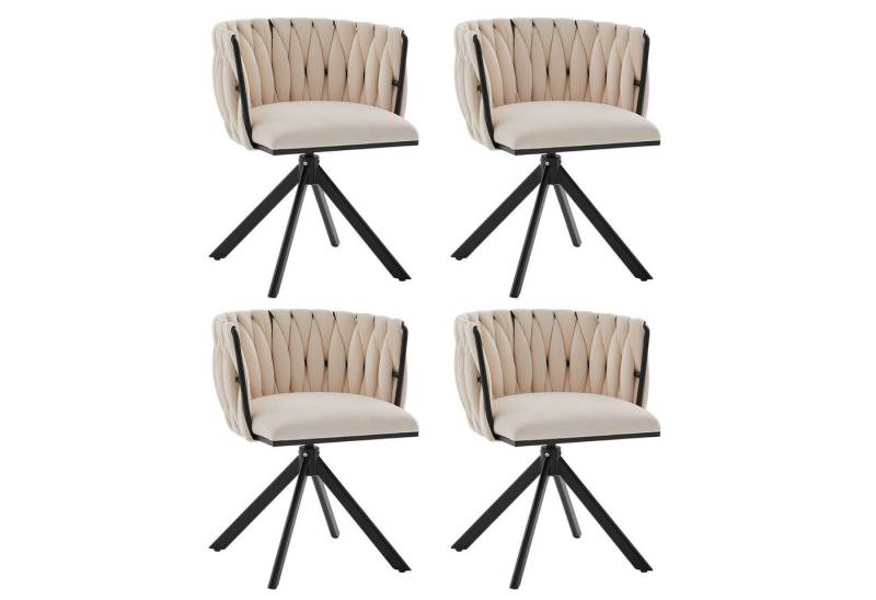 LVHOM Armlehnstuhl Set, 180° drehbar mit runden Rückenlehne, Wohnzimmerstuhl aus Samt (2er-Set, erogonomer Ringrücken, höhenverstellbare Anti-Rutsch-Gleiter, Adaptiver Rutschschutz, Max. Belastbarkeit (150 kg), Atmungsaktiver Velours, Orthopädischer Halt, 4 St), für Homeoffice/Büro/Lounge/Gaming • 4 Trendfarben, 3 Rahmenfarbe von LVHOM