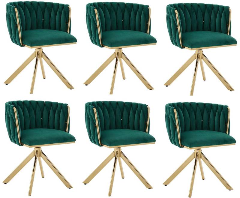 LVHOM Armlehnstuhl Set, 180° drehbar mit runden Rückenlehne, Wohnzimmerstuhl aus Samt (2er-Set, erogonomer Ringrücken, höhenverstellbare Anti-Rutsch-Gleiter, Adaptiver Rutschschutz, Max. Belastbarkeit (150 kg), Atmungsaktiver Velours, Orthopädischer Halt, 6 St), für Homeoffice/Büro/Lounge/Gaming • 4 Trendfarben, 3 Rahmenfarbe von LVHOM