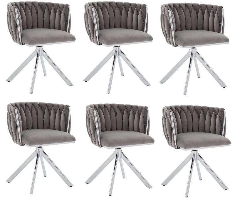 LVHOM Armlehnstuhl Set, 180° drehbar mit runden Rückenlehne, Wohnzimmerstuhl aus Samt (2er-Set, erogonomer Ringrücken, höhenverstellbare Anti-Rutsch-Gleiter, Adaptiver Rutschschutz, Max. Belastbarkeit (150 kg), Atmungsaktiver Velours, Orthopädischer Halt, 6 St), für Homeoffice/Büro/Lounge/Gaming • 4 Trendfarben, 3 Rahmenfarbe von LVHOM