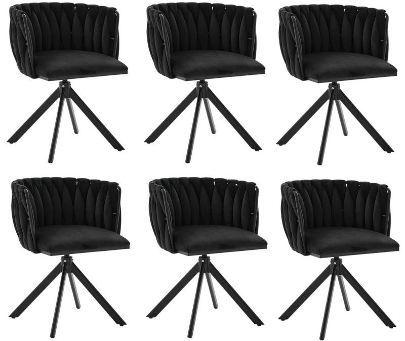 LVHOM Armlehnstuhl Set, 180° drehbar mit runden Rückenlehne, Wohnzimmerstuhl aus Samt (2er-Set, erogonomer Ringrücken, höhenverstellbare Anti-Rutsch-Gleiter, Adaptiver Rutschschutz, Max. Belastbarkeit (150 kg), Atmungsaktiver Velours, Orthopädischer Halt, 6 St), für Homeoffice/Büro/Lounge/Gaming • 4 Trendfarben, 3 Rahmenfarbe von LVHOM