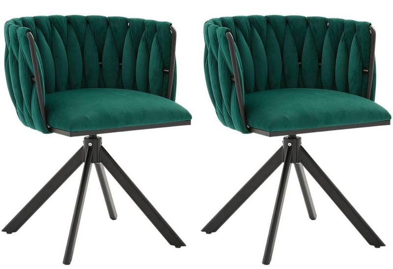 LVHOM Armlehnstuhl Set, 180° drehbar mit runden Rückenlehne, Wohnzimmerstuhl aus Samt (2er-Set, erogonomer Ringrücken, höhenverstellbare Anti-Rutsch-Gleiter, Adaptiver Rutschschutz, Max. Belastbarkeit (150 kg), Atmungsaktiver Velours, Orthopädischer Halt, 2 St), für Homeoffice/Büro/Lounge/Gaming • 4 Trendfarben, 3 Rahmenfarbe von LVHOM