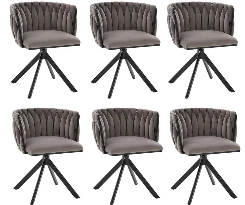 LVHOM Armlehnstuhl Set, 180° drehbar mit runden Rückenlehne, Wohnzimmerstuhl aus Samt (2er-Set, erogonomer Ringrücken, höhenverstellbare Anti-Rutsch-Gleiter, Adaptiver Rutschschutz, Max. Belastbarkeit (150 kg), Atmungsaktiver Velours, Orthopädischer Halt, 6 St), für Homeoffice/Büro/Lounge/Gaming • 4 Trendfarben, 3 Rahmenfarbe von LVHOM