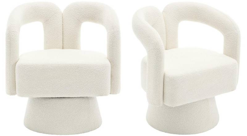 LVHOM Drehsessel M-Form 360 Grad drehbare Cuddle Barrel-Akzentstühle (runde Sessel mit breiter Polsterung, flauschiger Stoffstuhl, 2-St), für Wohnzimmer, Schlafzimmer, Büro, Wartezimmer von LVHOM