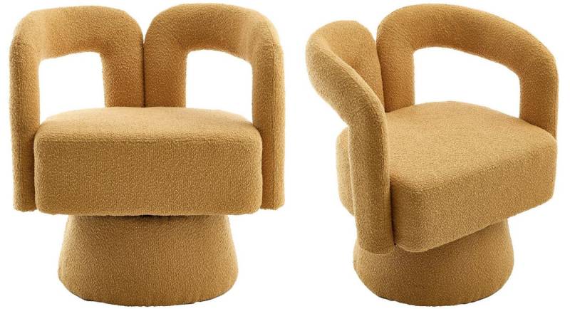LVHOM Drehsessel M-Form 360 Grad drehbare Cuddle Barrel-Akzentstühle (runde Sessel mit breiter Polsterung, flauschiger Stoffstuhl, 2-St), für Wohnzimmer, Schlafzimmer, Büro, Wartezimmer von LVHOM