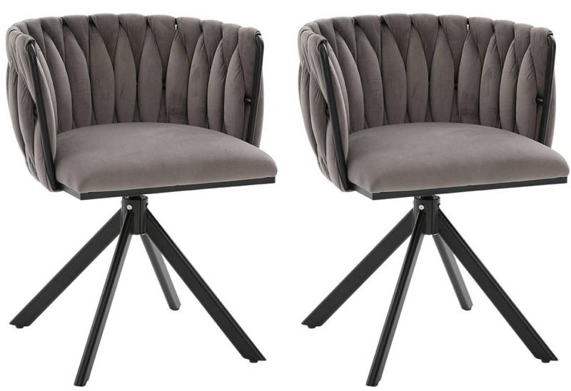 LVHOM Esszimmerstuhl Set, 180° drehbar mit runden Rückenlehne, Wohnzimmerstuhl aus Samt (2er-Set, erogonomer Ringrücken, höhenverstellbare Anti-Rutsch-Gleiter, Adaptiver Rutschschutz, Max. Belastbarkeit (150 kg), Atmungsaktiver Velours, Orthopädischer Halt), für Homeoffice/Büro/Lounge/Gaming • 4 Trendfarben, 3 Rahmenfarbe von LVHOM