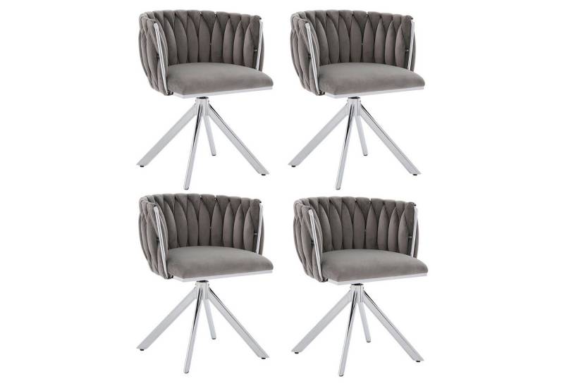 LVHOM Esszimmerstuhl Set, 180° drehbar mit runden Rückenlehne, Wohnzimmerstuhl aus Samt (2er-Set, erogonomer Ringrücken, höhenverstellbare Anti-Rutsch-Gleiter, Adaptiver Rutschschutz, Max. Belastbarkeit (150 kg), Atmungsaktiver Velours, Orthopädischer Halt, 4 St), für Homeoffice/Büro/Lounge/Gaming • 4 Trendfarben, 3 Rahmenfarbe von LVHOM