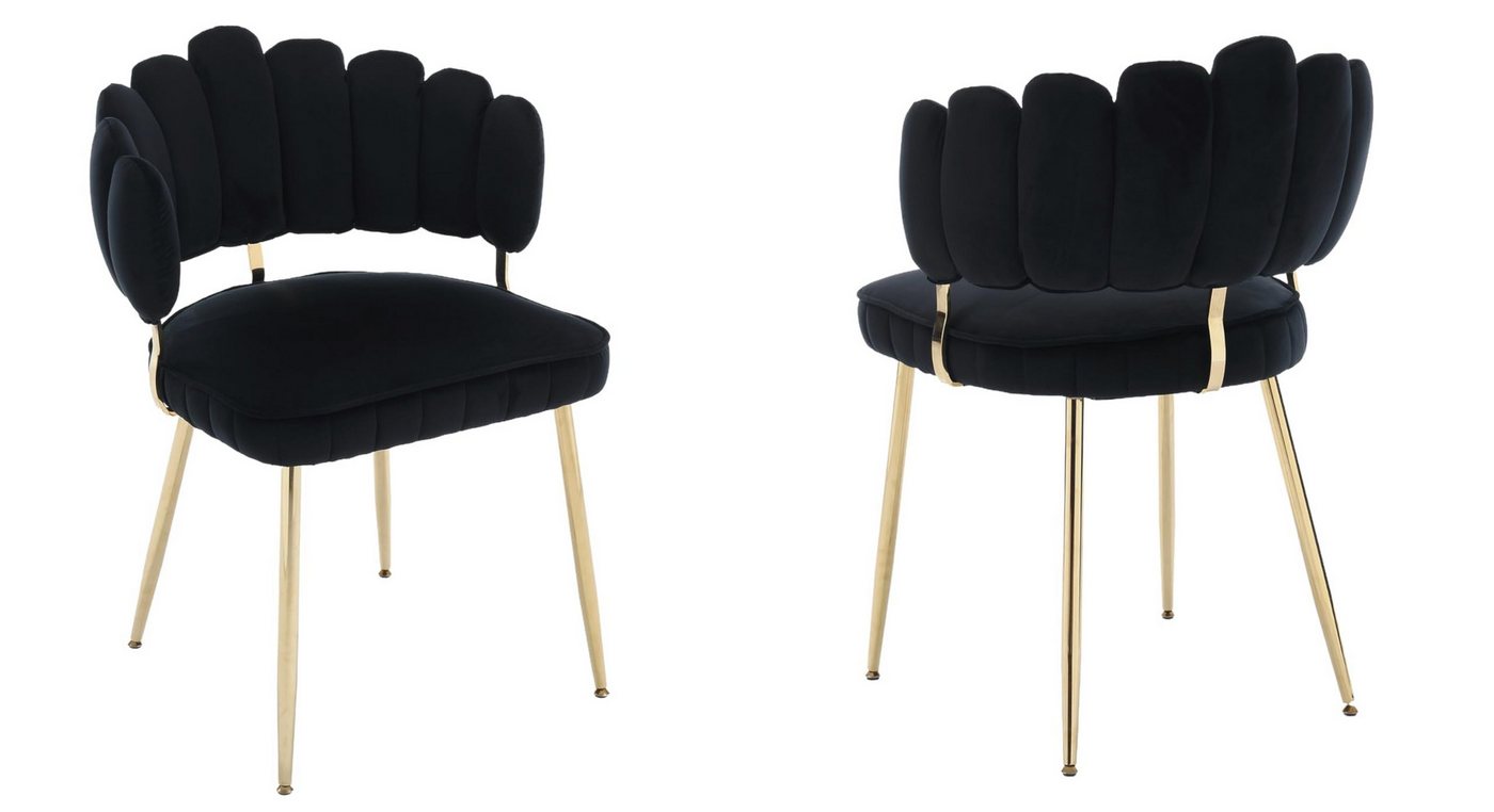 LVHOM Esszimmerstuhl Set mit goldenen Metallbeinen, Stilvoll und bequem (2 St), Samt Petal Rückenlehne Design von LVHOM