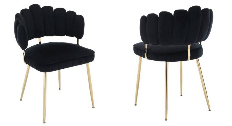 LVHOM Esszimmerstuhl Set mit goldenen Metallbeinen, Stilvoll und bequem (2 St), Samt Petal Rückenlehne Design von LVHOM