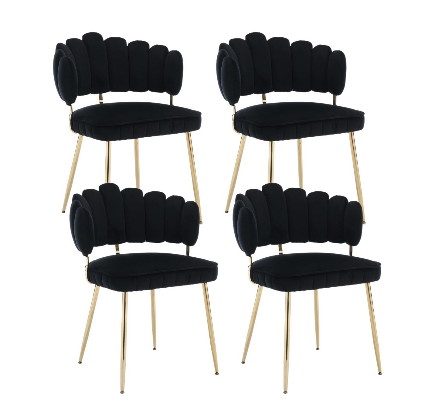 LVHOM Esszimmerstuhl Set mit goldenen Metallbeinen, Stilvoll und bequem (4 St), Samt Petal Rückenlehne Design von LVHOM