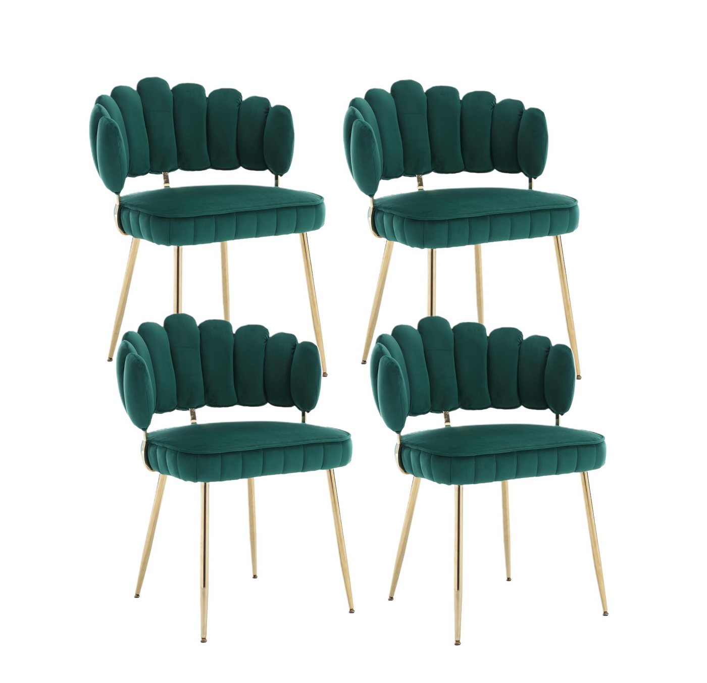 LVHOM Esszimmerstuhl Set mit goldenen Metallbeinen, Stilvoll und bequem (4 St), Samt Petal Rückenlehne Design von LVHOM