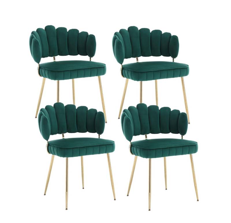 LVHOM Esszimmerstuhl Set mit goldenen Metallbeinen, Stilvoll und bequem (4 St), Samt Petal Rückenlehne Design von LVHOM