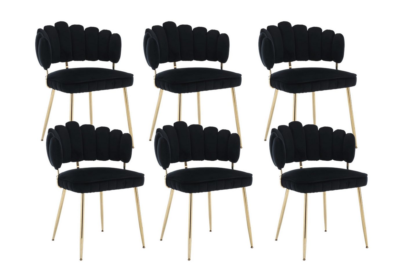 LVHOM Esszimmerstuhl Set mit goldenen Metallbeinen, Stilvoll und bequem (6 St), Samt Petal Rückenlehne Design von LVHOM