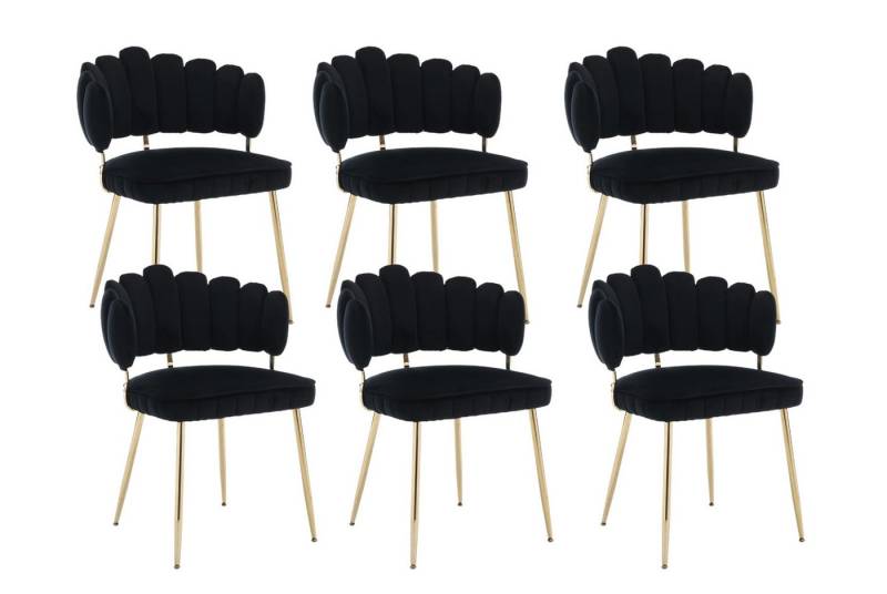 LVHOM Esszimmerstuhl Set mit goldenen Metallbeinen, Stilvoll und bequem (6 St), Samt Petal Rückenlehne Design von LVHOM