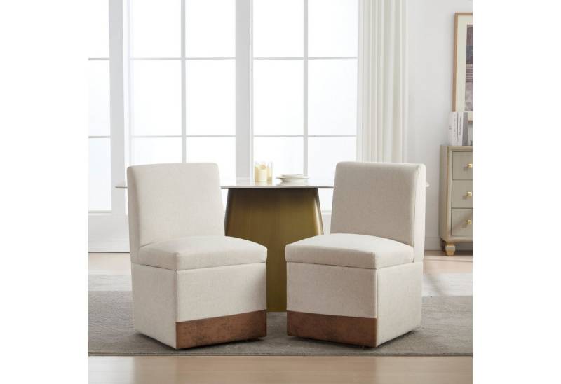 LVHOM Esszimmerstuhl mit Rollen & großer Stauraum, gepolstert, drehbar & platzsparend (ideal zum Ablegen Gegenstände bei großen Zusammenkünften, wie Hochzeiten, Versammlungen, Partys.Modernes Design, versteckter Stauraum und mühelose Mobilität, 2 St), für stilvolles Wohnen mit Funktion! von LVHOM