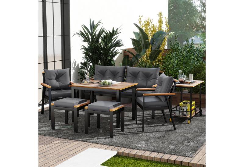 LVHOM Gartenlounge-Set, (7-tlg), abnehmbarem Esswagen von LVHOM
