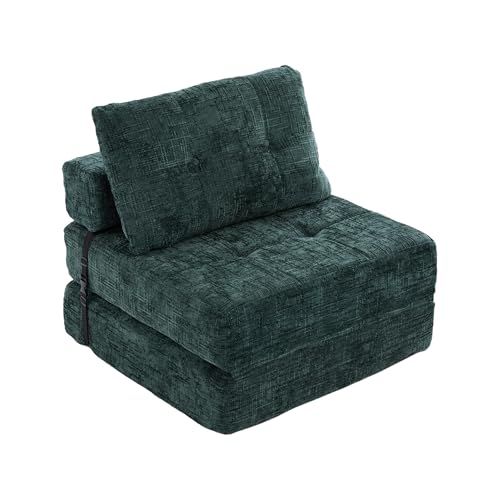 LVHOM Klappbares Sofa-Bett Einzel, 2-in-1 Schlafsofa aus Chenille Grün - Ausziehbar als Liege, Platzsparend für Gästezimmer & Wohnzimmer von LVHOM