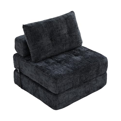 LVHOM Klappbares Sofa-Bett Einzel, 2-in-1 Schlafsofa aus Chenille Schwarz - Ausziehbar als Liege, Platzsparend für Gästezimmer & Wohnzimmer LVHOM Klappbares Sofa-Bett Einzel, 2-in-1 Schlafsofa aus Chenille Schwarz - Ausziehbar als Liege, Platzsparend für Gästezimmer & Wohnzimmer von LVHOM
