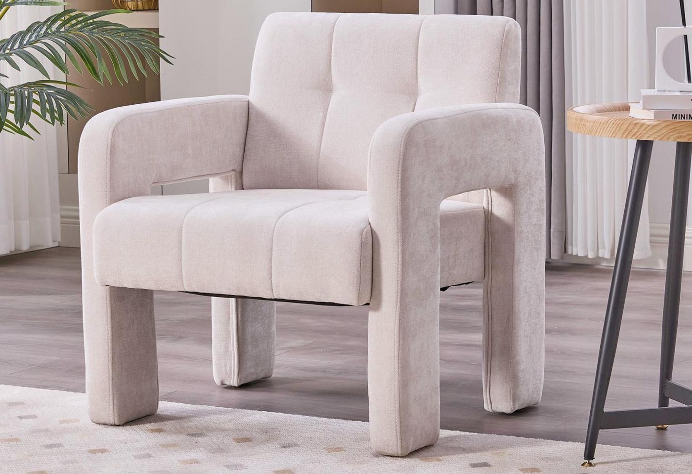LVHOM Loungesessel Einzelner Sessel,breite Sitzfläche,dicke Polsterung,robuste Struktur (Modernes und minimalistisches Design, weicher und hautfreundlicher Chenille-Stoff, 1-St., gepolsterte Rückenlehne für bequemes, langes Sitzen, Tragkraft 230kg), für Leseecken, Büros, Arbeitszimmer, Wohnzimmer, Schlafzimmer von LVHOM