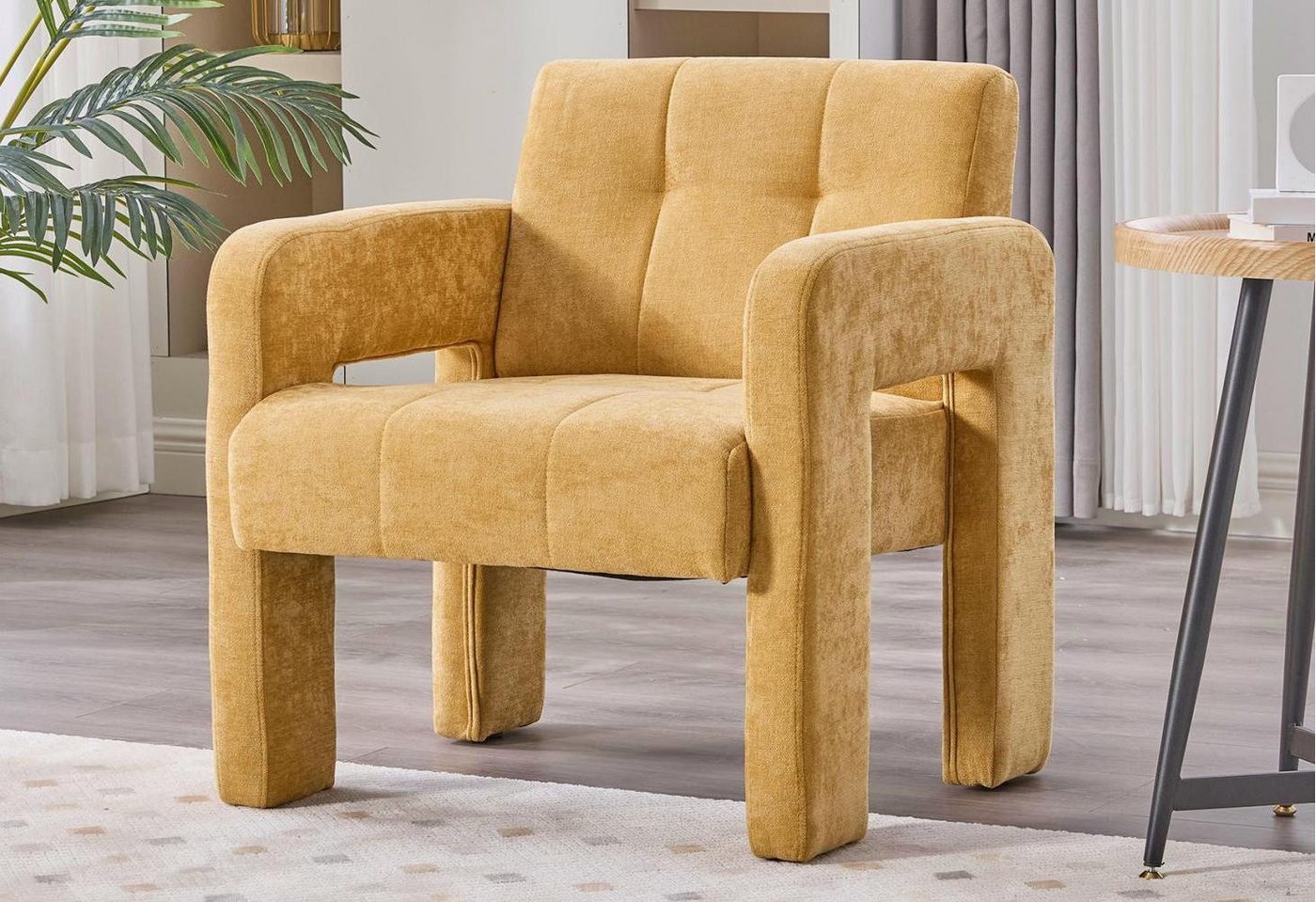 LVHOM Loungesessel Einzelner Sessel,breite Sitzfläche,dicke Polsterung,robuste Struktur (Modernes und minimalistisches Design, weicher und hautfreundlicher Chenille-Stoff, 1-St., gepolsterte Rückenlehne für bequemes, langes Sitzen, Tragkraft 230kg), für Leseecken, Büros, Arbeitszimmer, Wohnzimmer, Schlafzimmer von LVHOM