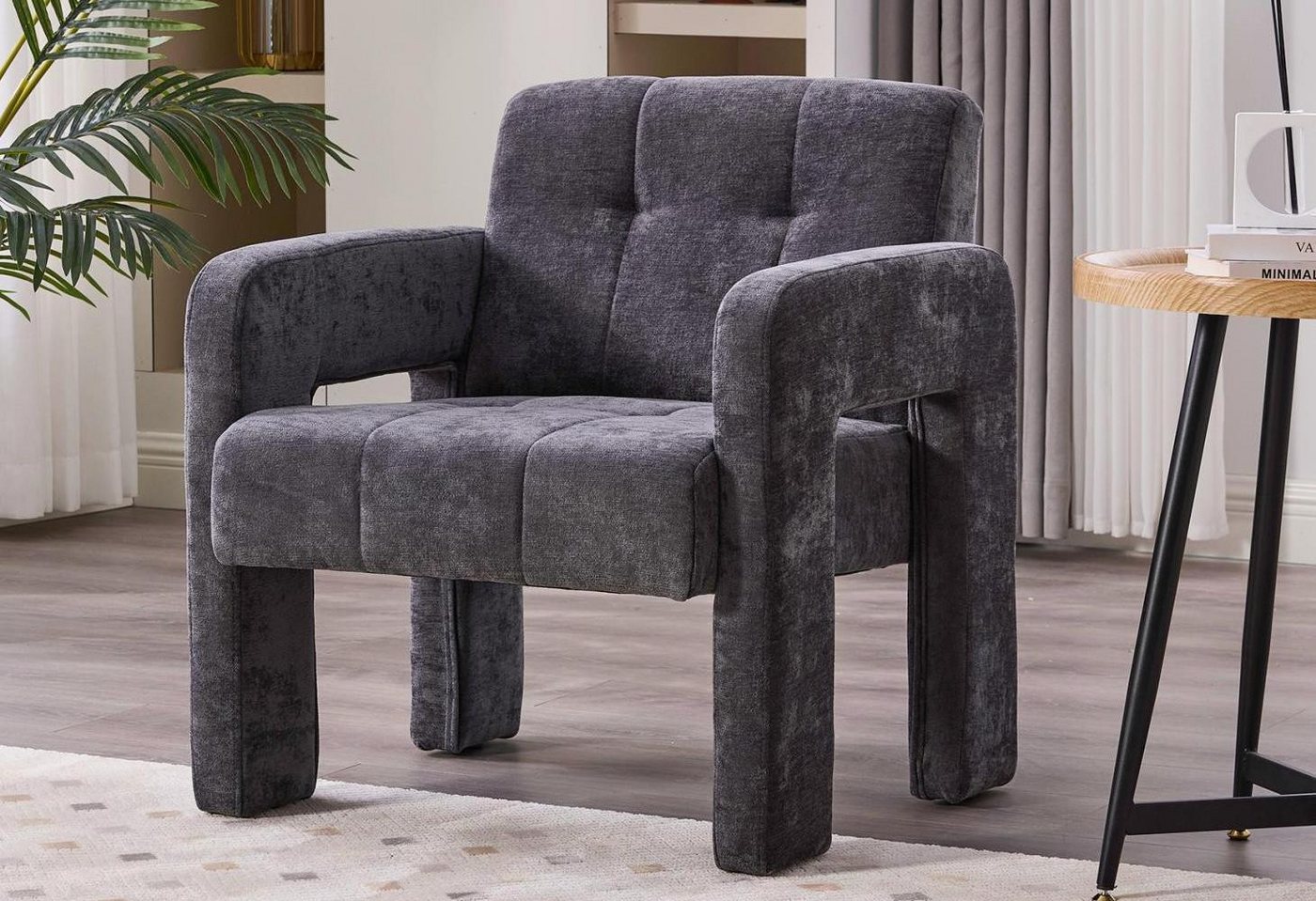 LVHOM Loungesessel Einzelner Sessel,breite Sitzfläche,dicke Polsterung,robuste Struktur (Modernes und minimalistisches Design, weicher und hautfreundlicher Chenille-Stoff, 1-St., gepolsterte Rückenlehne für bequemes, langes Sitzen, Tragkraft 230kg), für Leseecken, Büros, Arbeitszimmer, Wohnzimmer, Schlafzimmer von LVHOM
