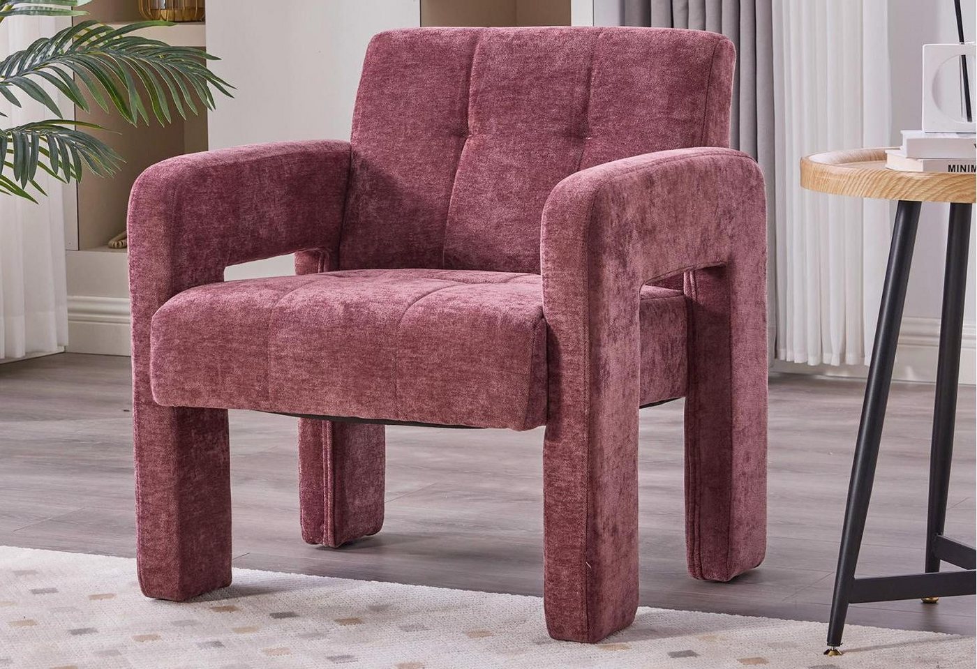 LVHOM Loungesessel Einzelner Sessel,breite Sitzfläche,dicke Polsterung,robuste Struktur (Modernes und minimalistisches Design, weicher und hautfreundlicher Chenille-Stoff, 1-St., gepolsterte Rückenlehne für bequemes, langes Sitzen, Tragkraft 230kg), für Leseecken, Büros, Arbeitszimmer, Wohnzimmer, Schlafzimmer von LVHOM