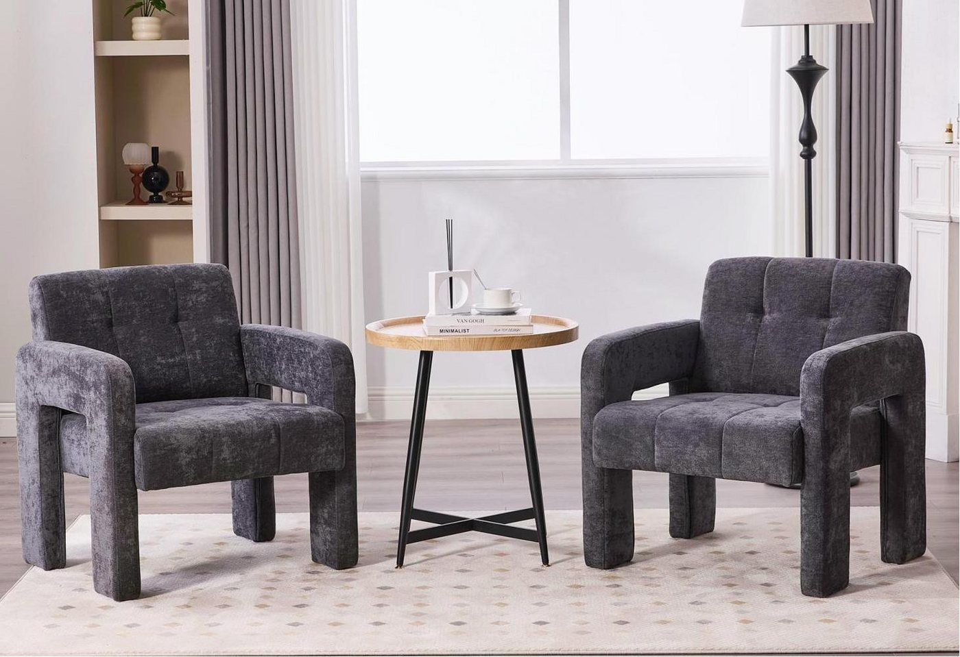 LVHOM Loungesessel Einzelner Sessel,breite Sitzfläche,dicke Polsterung,robuste Struktur (Modernes und minimalistisches Design, weicher und hautfreundlicher Chenille-Stoff, 2-St., gepolsterte Rückenlehne für bequemes, langes Sitzen, Tragkraft 230kg), für Leseecken, Büros, Arbeitszimmer, Wohnzimmer, Schlafzimmer von LVHOM
