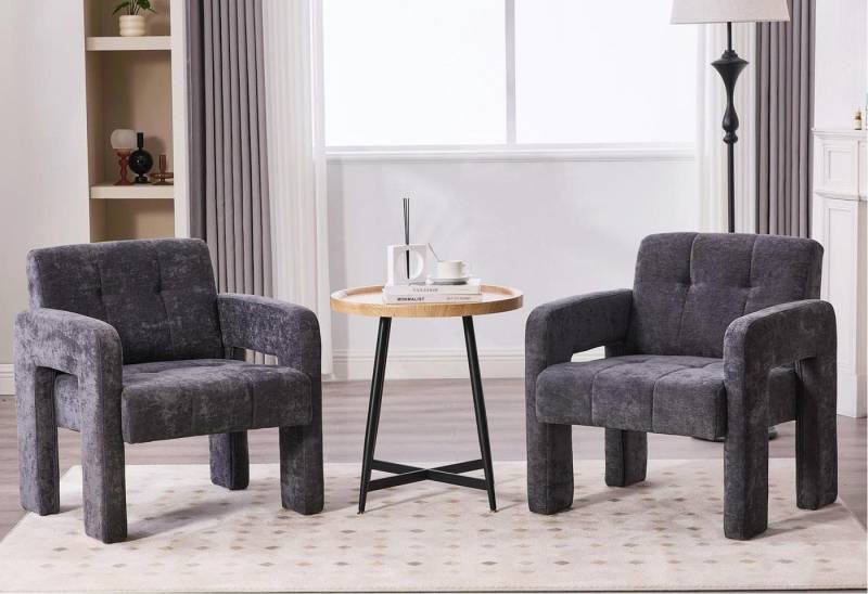 LVHOM Loungesessel Einzelner Sessel,breite Sitzfläche,dicke Polsterung,robuste Struktur (Modernes und minimalistisches Design, weicher und hautfreundlicher Chenille-Stoff, 2-St., gepolsterte Rückenlehne für bequemes, langes Sitzen, Tragkraft 230kg), für Leseecken, Büros, Arbeitszimmer, Wohnzimmer, Schlafzimmer von LVHOM