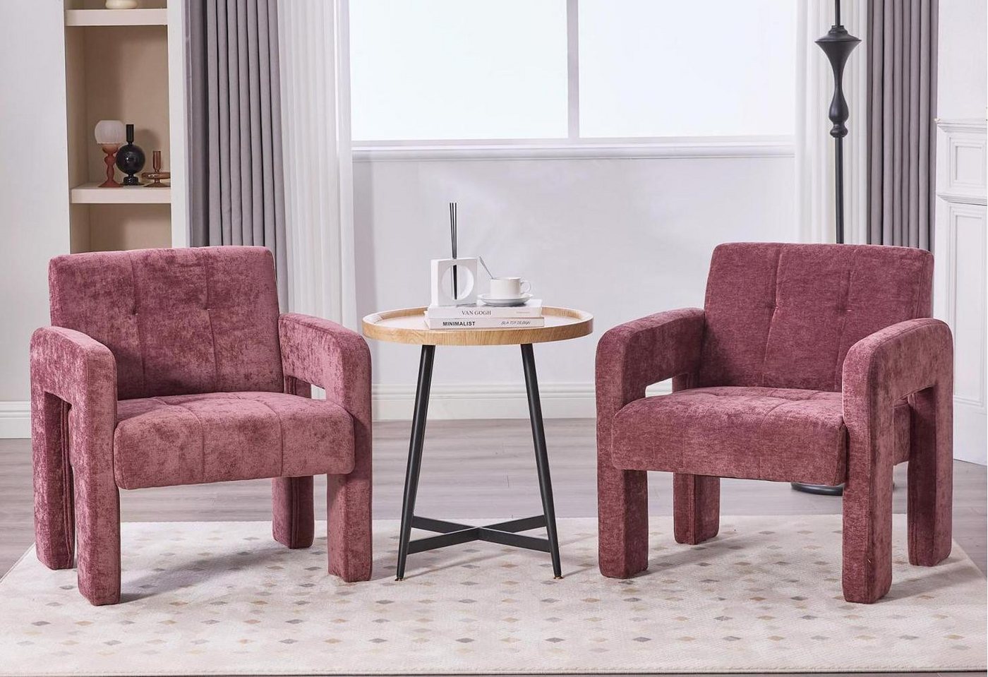 LVHOM Loungesessel Einzelner Sessel,breite Sitzfläche,dicke Polsterung,robuste Struktur (Modernes und minimalistisches Design, weicher und hautfreundlicher Chenille-Stoff, 2-St., gepolsterte Rückenlehne für bequemes, langes Sitzen, Tragkraft 230kg), für Leseecken, Büros, Arbeitszimmer, Wohnzimmer, Schlafzimmer von LVHOM