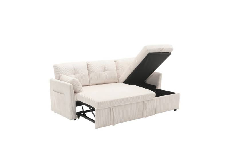 LVHOM Loungesofa Modulares Ecksofa mit Schlaffunktion, Stauraum, Kissen, Seitentasche, links/rechts reversibler Chaiselongue = Umsetzbare Polsterliege, Sofa & Bett in Einem, Gästebett/Polsterbett/Daybett/Schlafsofa/Loungesofa, Max. 3 Personen von LVHOM