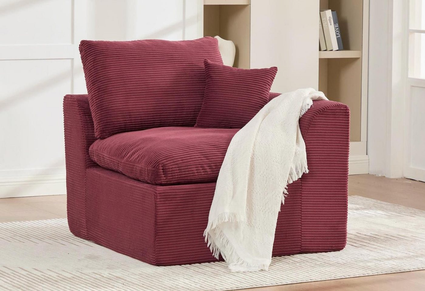 LVHOM Loungesofa modulares Sofa, gepolsterte Armlehnen,ein Rückenkissen und Zierkissen, Cordstoff, abnehmbarer Sofabezug, rutschfest, zwei Teile lassen sich zu einem Zweisitzer kombinieren 1 Teile, perfekt für Wohnzimmer/Schlafzimmer/Jugendzimmer/Gästezimmer/Apartment LVHOM Loungesofa modulares Sofa, gepolsterte Armlehnen,ein Rückenkissen und Zierkissen, Cordstoff, abnehmbarer Sofabezug, rutschfest, zwei Teile lassen sich zu einem Zweisitzer kombinieren 1 Teile, perfekt für Wohnzimmer/Schlafzimmer/Jugendzimmer/Gästezimmer/Apartment von LVHOM