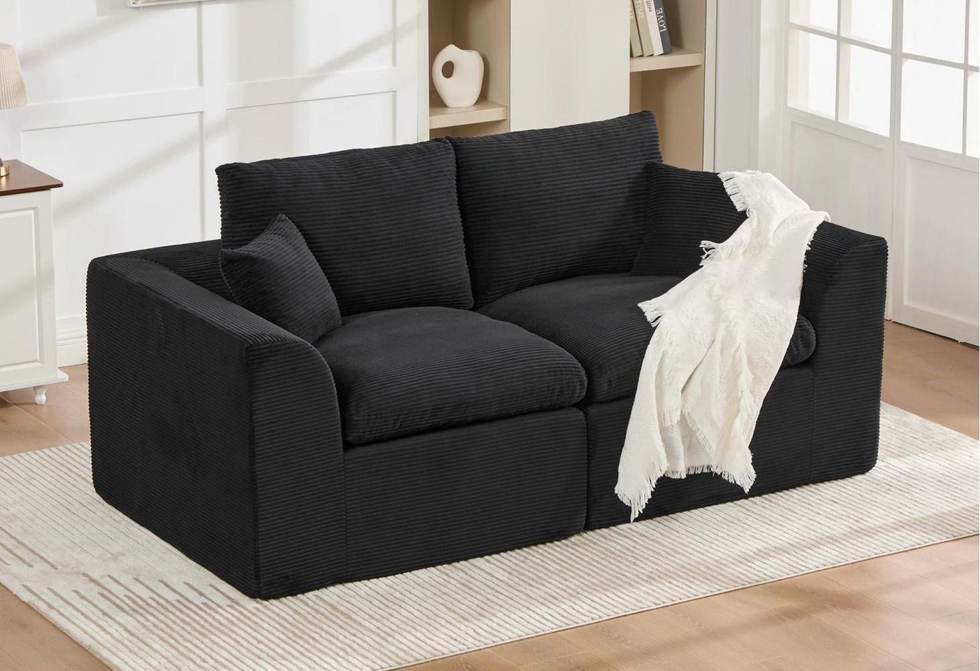 LVHOM Loungesofa modulares Sofa, gepolsterte Armlehnen,ein Rückenkissen und Zierkissen, Cordstoff, abnehmbarer Sofabezug, rutschfest, zwei Teile lassen sich zu einem Zweisitzer kombinieren 2 Teile, perfekt für Wohnzimmer/Schlafzimmer/Jugendzimmer/Gästezimmer/Apartment LVHOM Loungesofa modulares Sofa, gepolsterte Armlehnen,ein Rückenkissen und Zierkissen, Cordstoff, abnehmbarer Sofabezug, rutschfest, zwei Teile lassen sich zu einem Zweisitzer kombinieren 2 Teile, perfekt für Wohnzimmer/Schlafzimmer/Jugendzimmer/Gästezimmer/Apartment von LVHOM