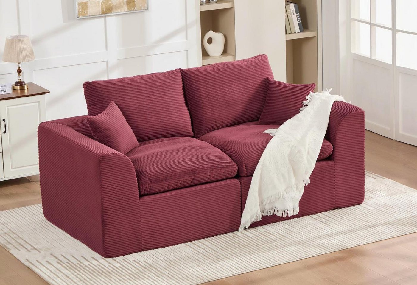 LVHOM Loungesofa modulares Sofa, gepolsterte Armlehnen,ein Rückenkissen und Zierkissen, Cordstoff, abnehmbarer Sofabezug, rutschfest, zwei Teile lassen sich zu einem Zweisitzer kombinieren 2 Teile, perfekt für Wohnzimmer/Schlafzimmer/Jugendzimmer/Gästezimmer/Apartment LVHOM Loungesofa modulares Sofa, gepolsterte Armlehnen,ein Rückenkissen und Zierkissen, Cordstoff, abnehmbarer Sofabezug, rutschfest, zwei Teile lassen sich zu einem Zweisitzer kombinieren 2 Teile, perfekt für Wohnzimmer/Schlafzimmer/Jugendzimmer/Gästezimmer/Apartment von LVHOM