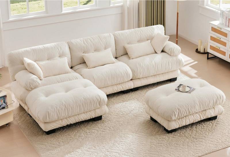 LVHOM Loungesofa Extra Komfort Cloud Sofa: 5-Sitzer mit XXL Platz & Memory Foam, Inklusive 5 Kissen, Modulare Sitzelemente, flexibel als Ecksofa oder Einzelplatz, üppiger Samtstoff-Bezug, 100% Memory Foam, großzügiger Sitzfläche, Samtig weich, pflegeleicht, Samtig weich, pflegeleicht von LVHOM