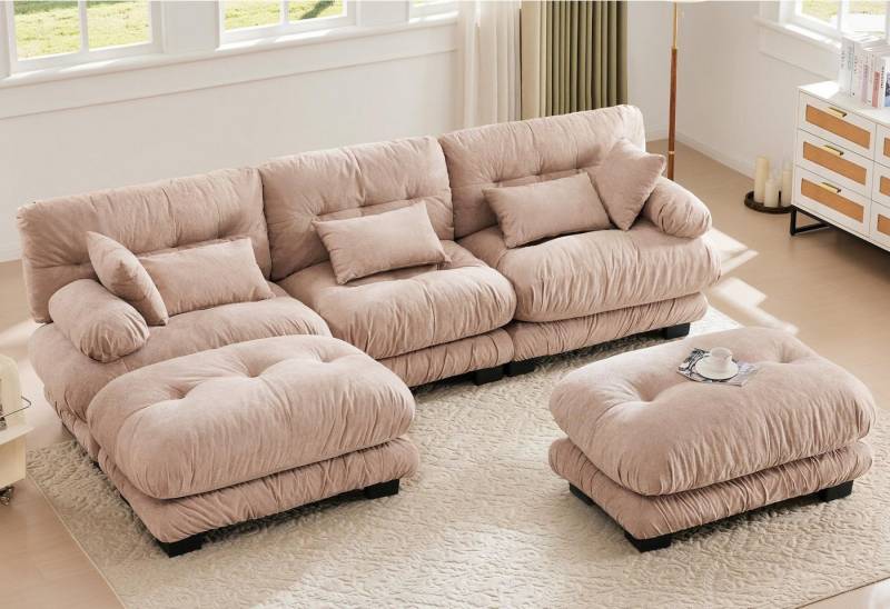 LVHOM Loungesofa Extra Komfort Cloud Sofa: 5-Sitzer mit XXL Platz & Memory Foam, Inklusive 5 Kissen, Modulare Sitzelemente, flexibel als Ecksofa oder Einzelplatz, üppiger Samtstoff-Bezug, 100% Memory Foam, großzügiger Sitzfläche, Samtig weich, pflegeleicht, Samtig weich, pflegeleicht von LVHOM