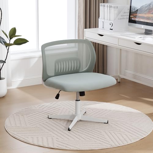 LVHOM Mesh Bürostuhl Höhenverstellbar und 360° Drehbar, Bequemes Schreibtischstuhl Ohne Armlehne & Ohne Rollen mit Mesh-Kissen für Homeoffice, Büro und Schlafzimmer (Mintgrün) von LVHOM