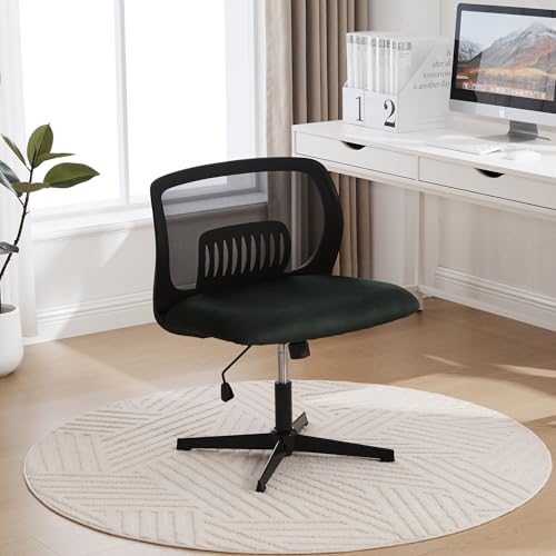 LVHOM Mesh Bürostuhl Höhenverstellbar und 360° Drehbar, Bequemes Schreibtischstuhl Ohne Armlehne & Ohne Rollen mit Samt-Kissen für Homeoffice, Büro und Schlafzimmer (Grün) von LVHOM