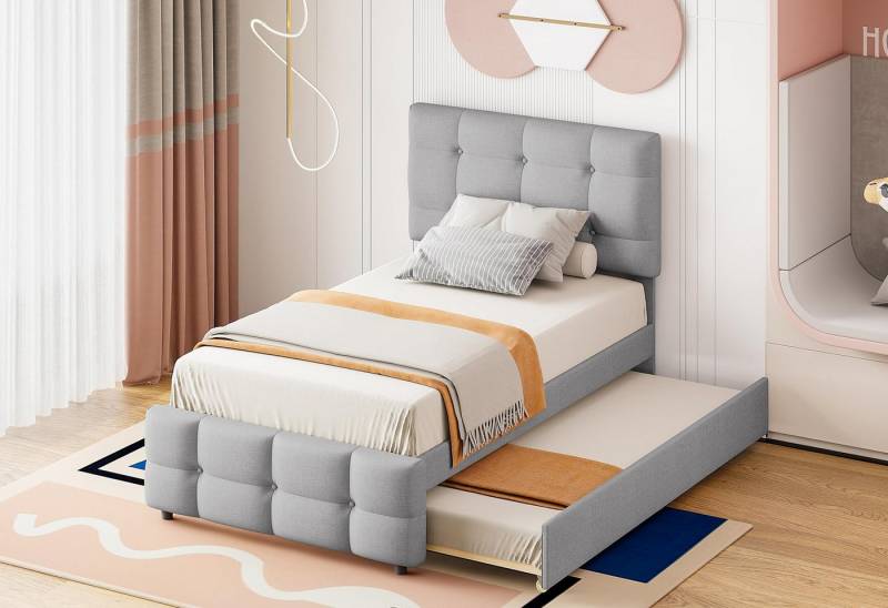 LVHOM Polsterbett 90x200cm mit Ausziehbett/Stauraum von LVHOM