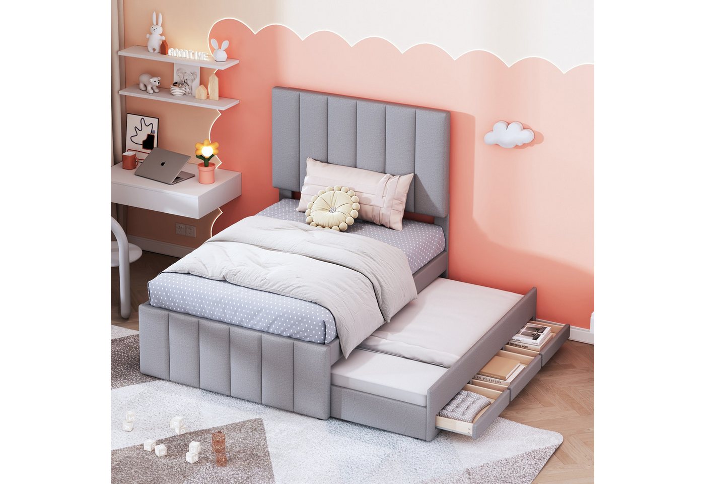 LVHOM Polsterbett 90x200cm mit Ausziehbett/Stauraum LVHOM Polsterbett 90x200cm mit Ausziehbett/Stauraum von LVHOM