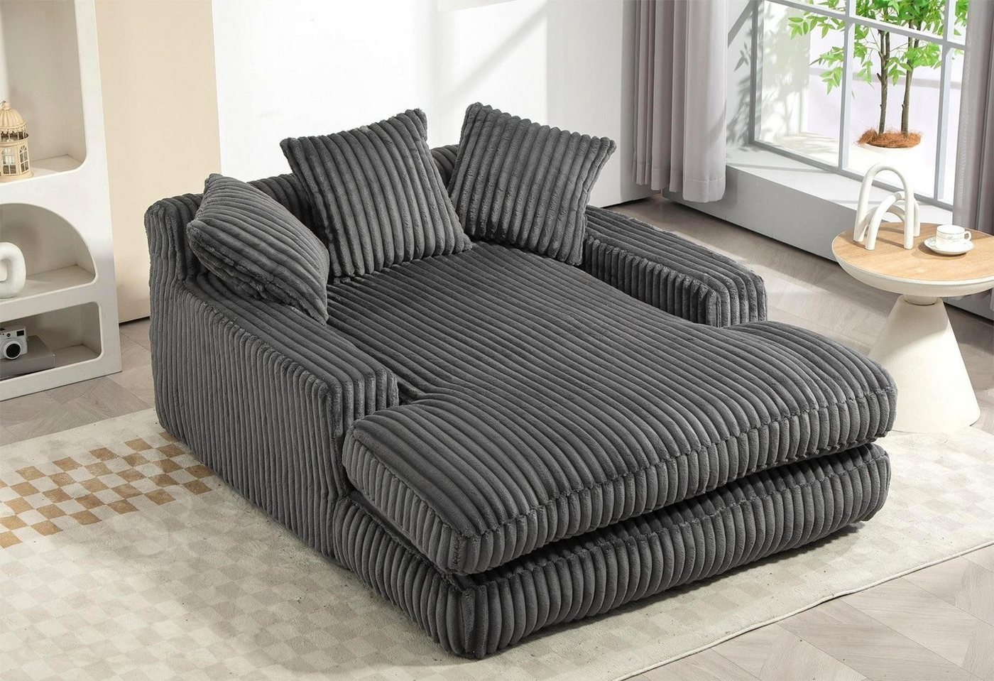 LVHOM Polsterliege 155x125x63cm Schlafsofa mit 3 extra Kissen, Bequem, Relax, Modern (Luxuriöses Bodensofa aus weichem Kurzflor-Cord für ergonomische Unterstützung. Keine Montage erforderlich, ideal als Gästebett oder für Entspannung im Wohnzimmer, Büro. Belastbar bis 150kg, Kein Holzrahmen, Kompakt geliefert, auspacken & platzieren), Hochdichter Bruchschaum, Ottomane für ultimative Bequemlichkeit LVHOM Polsterliege 155x125x63cm Schlafsofa mit 3 extra Kissen, Bequem, Relax, Modern (Luxuriöses Bodensofa aus weichem Kurzflor-Cord für ergonomische Unterstützung. Keine Montage erforderlich, ideal als Gästebett oder für Entspannung im Wohnzimmer, Büro. Belastbar bis 150kg, Kein Holzrahmen, Kompakt geliefert, auspacken & platzieren), Hochdichter Bruchschaum, Ottomane für ultimative Bequemlichkeit von LVHOM