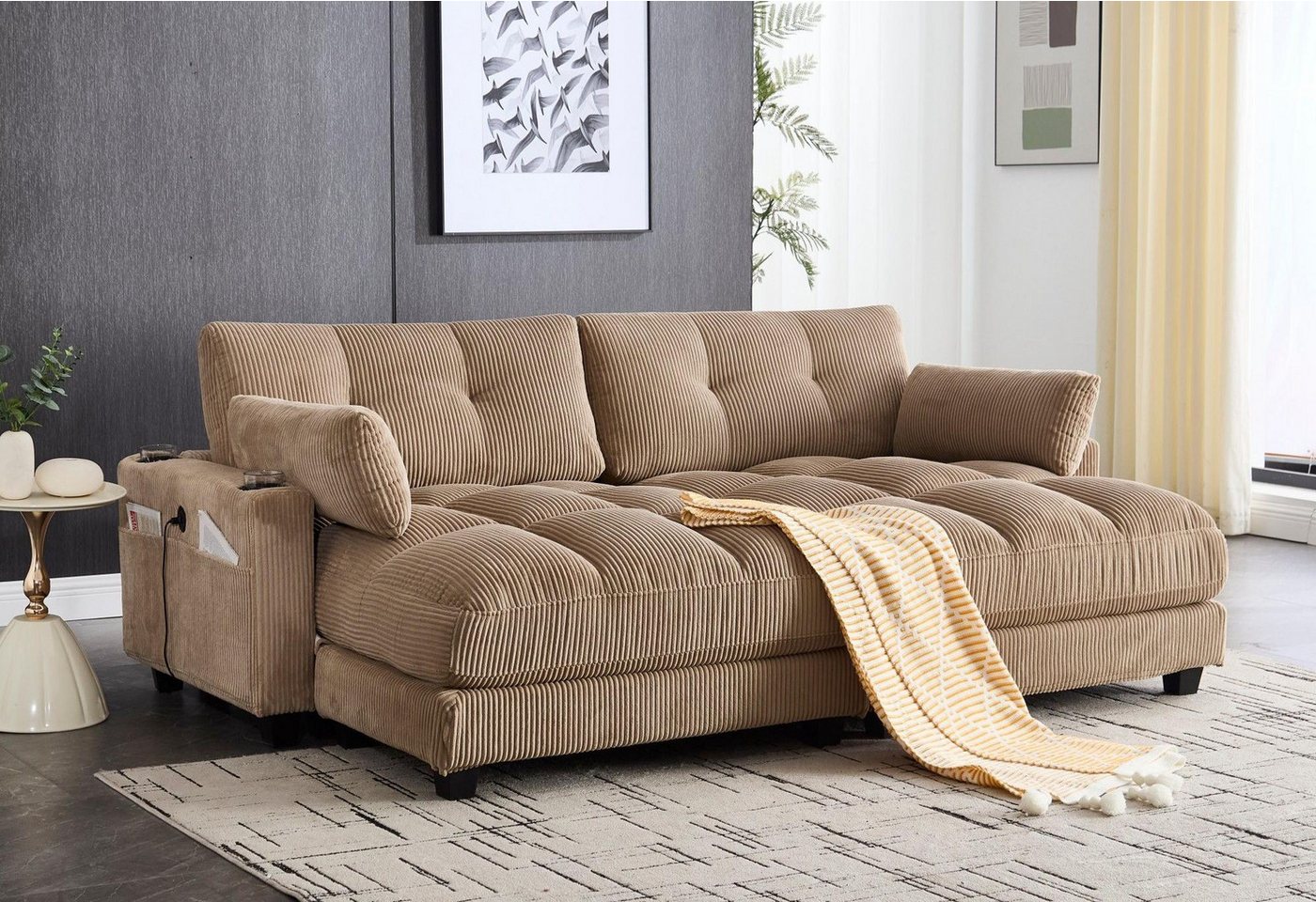 LVHOM Polsterliege Ottomane/Loungesofa/Polsterbett/Daybett/Gästebetten/Schlafsofa (USB/Typ C-Ladeanschlüssen, Seitentaschen, Getränkehalter, modularer Flexibilität Palmen Sessel, links & rechts tauschbare Armlehnen, Schlaffunktion, Nachhaltig & Platzsparend, 2-St., Multifunktional für Kleinwohnung, Homeoffice und Gästeübernachtung), Perfekt für Wohnzimmer, Schlafzimmer, Jugendzimmer, Gästezimmer LVHOM Polsterliege Ottomane/Loungesofa/Polsterbett/Daybett/Gästebetten/Schlafsofa (USB/Typ C-Ladeanschlüssen, Seitentaschen, Getränkehalter, modularer Flexibilität Palmen Sessel, links & rechts tauschbare Armlehnen, Schlaffunktion, Nachhaltig & Platzsparend, 2-St., Multifunktional für Kleinwohnung, Homeoffice und Gästeübernachtung), Perfekt für Wohnzimmer, Schlafzimmer, Jugendzimmer, Gästezimmer von LVHOM