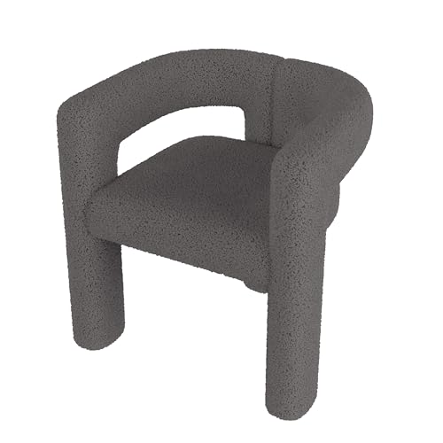 LVHOM 1er Set Esszimmerstühle mit Armlehne - Hochwertiger Grau Teddy-Stoff | Premium Küchenstühle für Esszimmer, Wohnzimmer & Schlafzimmer | Ergonomisch (bis 160kg) & Einfache Montage von LVHOM